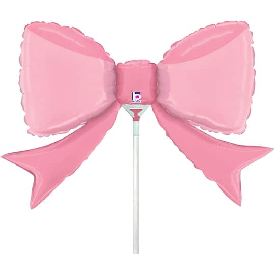 12.5" Pretty Pink Bow Stick Balloon